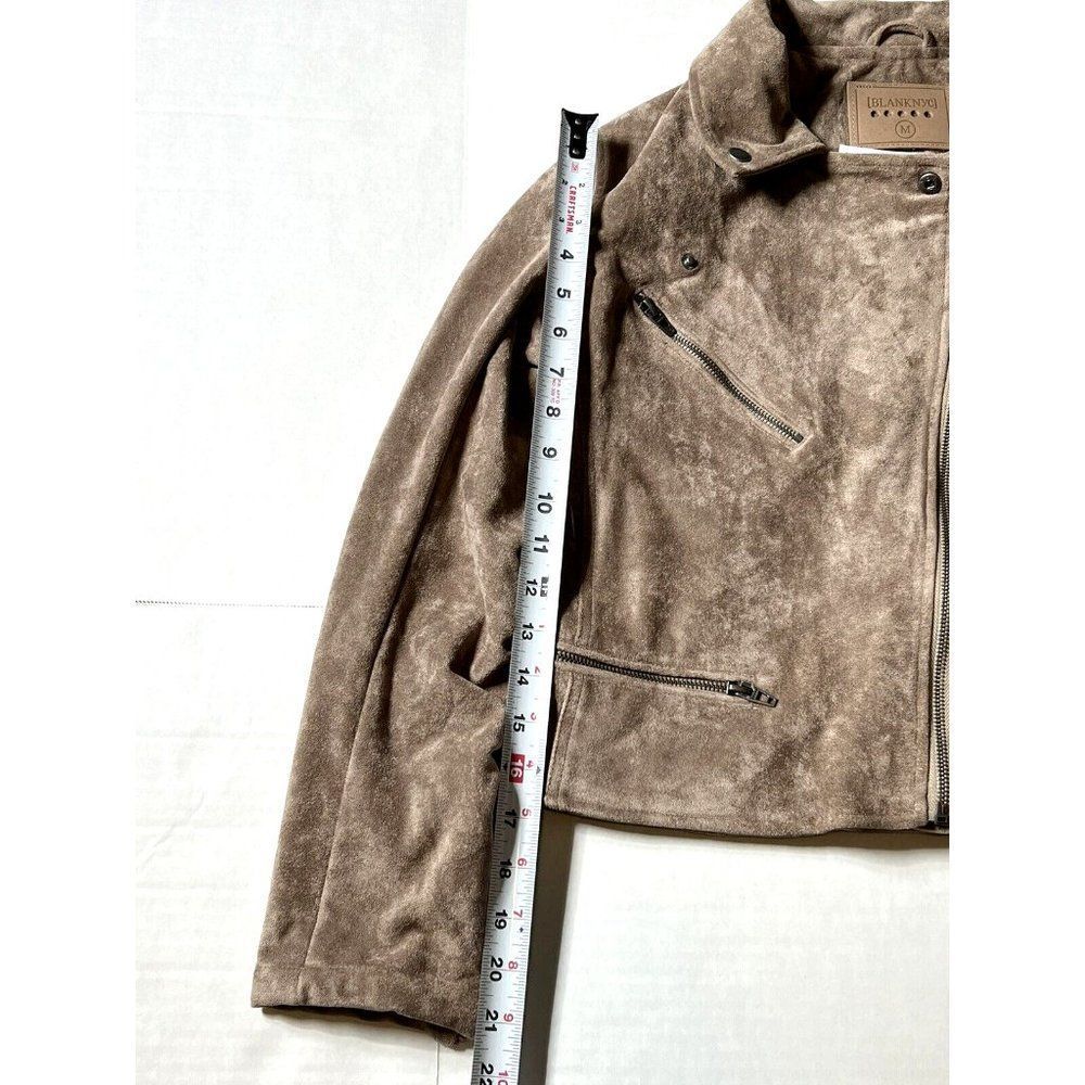 BLANKNYC Beige Suede Leather Moto Jacket Women's Size Medium - Picture 3 of 6